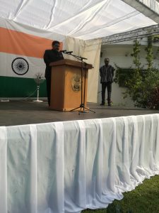Indian High Commissioner to Ghana, Birender Singh Yadav addressing Indian community in Accra