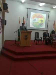 Indian High Commissioner to Ghana, H.E Birender Singh Yadav addressing journalists at press conference to launch the "Festival of India" in Ghana