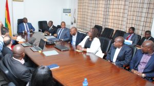 Vice President Dr Bawumia interacting with the MTN Ghana executives 