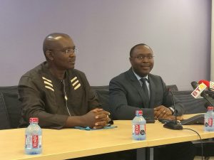 From (l-r) World Bank Country Director for Ghana, Henry G.R. Kerali, and Chief Economist for the Africa Region of the World Bank, Dr Albert G. Zeufack addressing the journalists in Accra 