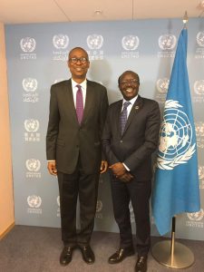 Nigerian Minister of Industry, Trade and Investment Dr. Okechukwu Enelamah and Sec. Gen of United Nations Conference on Trade and Development (UNCTAD), Dr. Mukhisa Kituyi at the e-Commerce week in Geneva