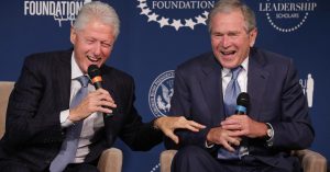 Chip Somodevilla | Getty Images Former U.S. presidents Bill Clinton and George W. Bush at an event launching the Presidential Leadership Scholars program in 2014